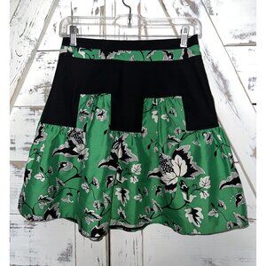 NWOT Diane Von Furstenberg DVF Claire Green & Black Toile Garden Skirt sz 4